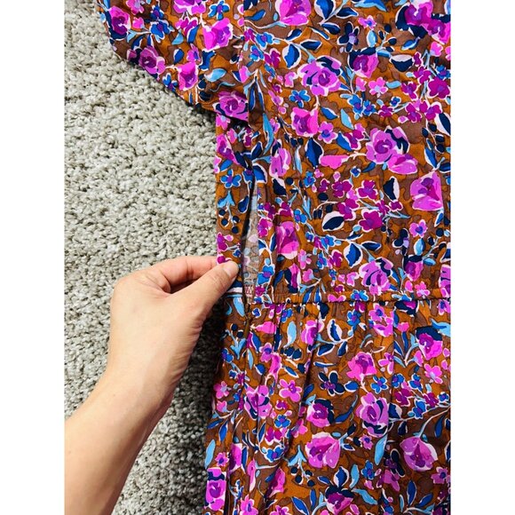 J.Crew Factory Dress Women's Size 2 Flutter-Sleeve Tiered Midi Floral Multicolor - Picture 4 of 10